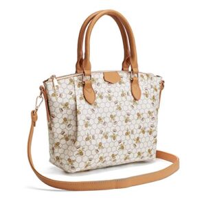 designer handbags for women double top handble purse with roomy inner pockets and detachable shoulder strap (beige)