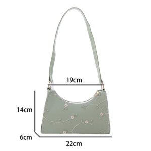 FAJIA Women Embroidered Satchel Handbag PU Leather Small Shoulder Bag for Women