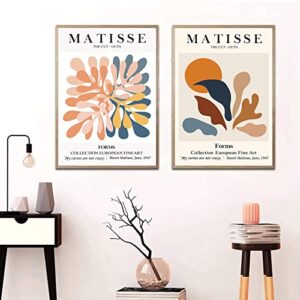 pennclys henri matisse wall art canvas – matisse cutout art print matisse pictures matisse cut out flower henri matisse exhibition poster 16×24 inch (set of 2) unframed