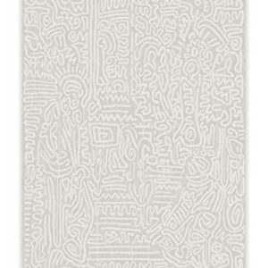 RUGGABLE x Keith Haring Washable Rug - Perfect Area Rug for Living Room Bedroom Kitchen - Child Friendly - Stain & Water Resistant - Freestyle Pearl 5'x7' (Standard Pad)