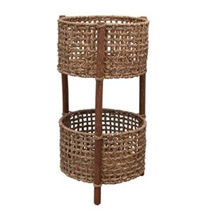 Bloomingville Hand-Woven Bankuan and Rattan Braided 2-Tier Basket, 15" L x 15" W x 29" H, Natural