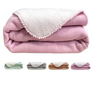 oversized chenille sherpa blanket, warm cozy sherpa blanket soft fluffy blanket for couch bed sofa, pink, 60×80 inches, all season
