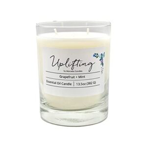 marcella candles grapefruit candle – uplifting grapefruit mint aromatherapy candle, hand-poured soy wax candle, 13oz two wick non-toxic lavender 0