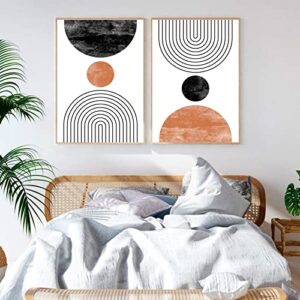 mid century geometric wall art boho abstract wall art canvas mid century modern prints mid century pictures boho paintings artwork for living room bedroom decor 16×24 inch (set of 2) unframed