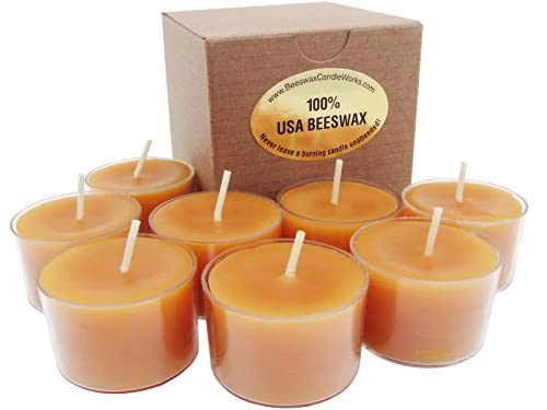 Beeswax Candle Works, 8-Hour Tea Lights (Pack of 18) 100% USA Beeswax