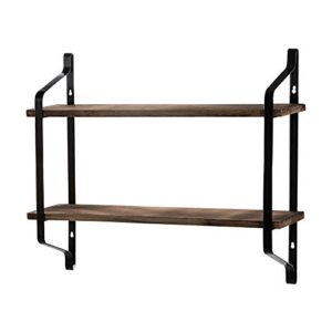 WESTHL 2 Tiers Floating Shelves,Wall Mounted Industrial Wall Shelves for Living Room Bedroom Kitchen Entryway Wood Storage Shelf