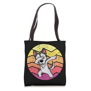 dabbing wolf for women boys kids girls, wolf and moon tote bag