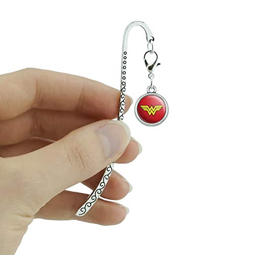 Wonder Woman Classic Logo Metal Bookmark Page Marker with Charm