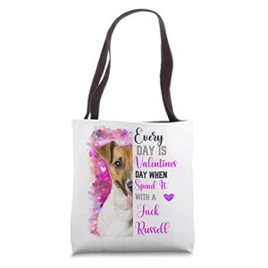 women jack russell terrier dog valentines day mom dogs tote bag