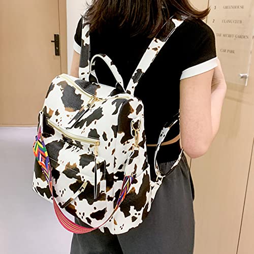 Women Backpack Purse Convertible Daypack Fashion Designer Travel Casual Shoulder Bag (Cow Off-white)