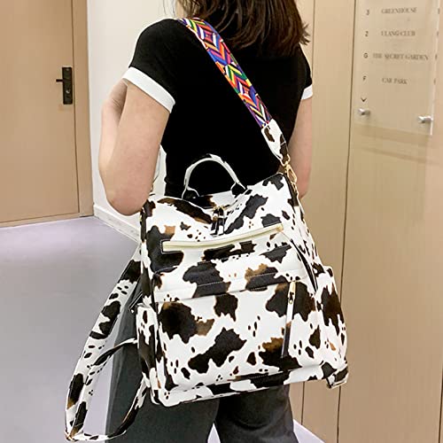 Women Backpack Purse Convertible Daypack Fashion Designer Travel Casual Shoulder Bag (Cow Off-white)