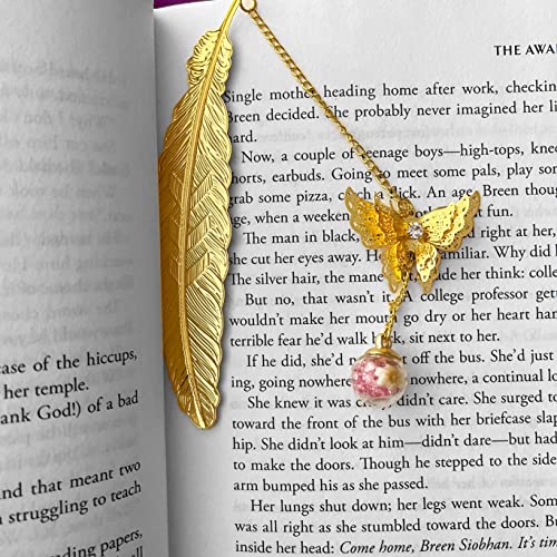 Metal Feather Butterfly Bookmarks Gifts for Reading Book Lovers Women Girls Teacher Appreciation Birthday Gifts Cool Stuff Cute Things Book Marks Markers Accessories