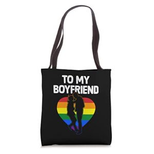 to my boyfriend valentine’s day gay couple proud gay pride tote bag