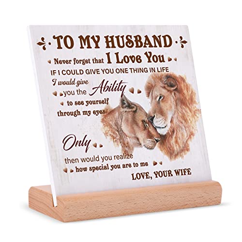 Husband Birthday Gift, Gifts for Husband from Wife, Husband Birthday Card, Anniversary Sign Gifts for Him, Husband Appreciation Gifts from Wife, To My Husband Plaque with Wooden Stand