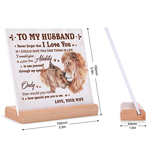 Husband Birthday Gift, Gifts for Husband from Wife, Husband Birthday Card, Anniversary Sign Gifts for Him, Husband Appreciation Gifts from Wife, To My Husband Plaque with Wooden Stand