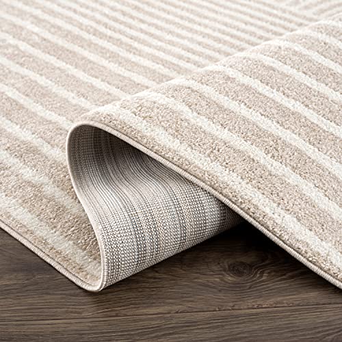 Abani Rugs Beige Arch Pattern Knot Modern Print Premium Area Rug - Contemporary No-Shed Neutral 6’ x 9’ Bedroom Rug