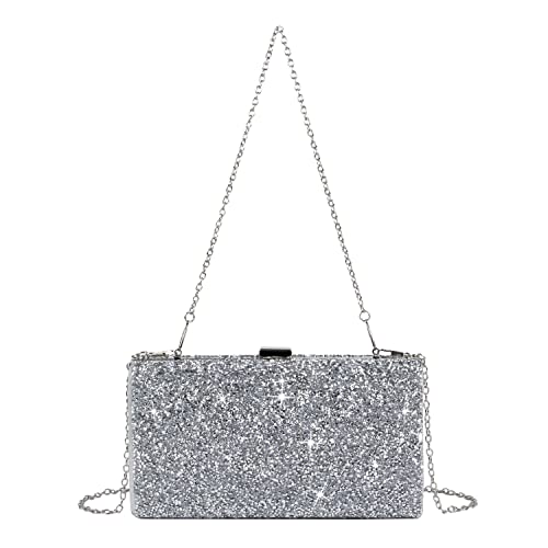 SUKUTU Women Glitter Evening Handbag Both Side Sparkling Clutch Bag for Wedding Prom Cocktail Party