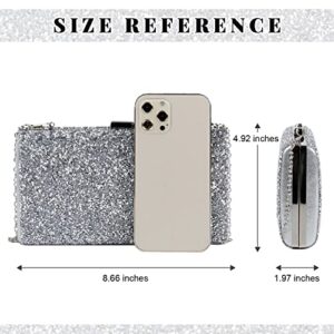 SUKUTU Women Glitter Evening Handbag Both Side Sparkling Clutch Bag for Wedding Prom Cocktail Party