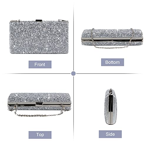 SUKUTU Women Glitter Evening Handbag Both Side Sparkling Clutch Bag for Wedding Prom Cocktail Party