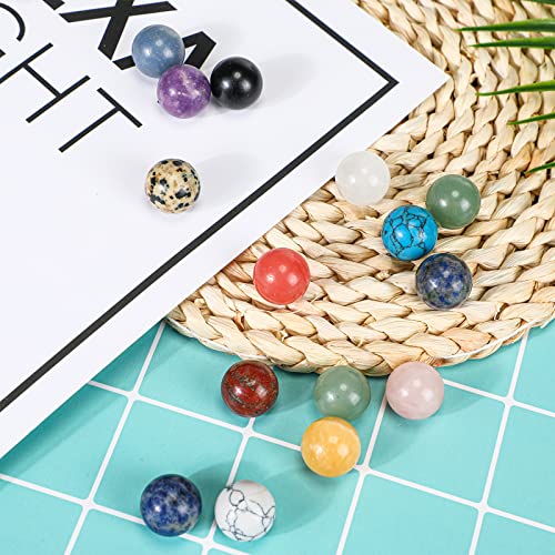 45 Pieces Gemstone Chakra 16mm Sphere Balls Crystal Worry Stones Bulks Gemstones Sphere Balls Assorted Crystal Sphere Polished Stone for Witchcraft Stress Relief Meditation Reiki Balancing Decor