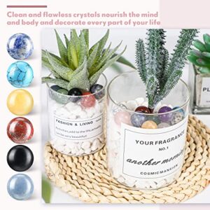 45 Pieces Gemstone Chakra 16mm Sphere Balls Crystal Worry Stones Bulks Gemstones Sphere Balls Assorted Crystal Sphere Polished Stone for Witchcraft Stress Relief Meditation Reiki Balancing Decor