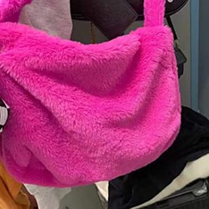 GGOOB Y2k Purse Fuzzy Bag Y2k Bag Fuzzy Purse Y2k Fashion Fluffy Bag Cute Tote Bags Aesthetic Cute Purses for Women (Hot Pink)