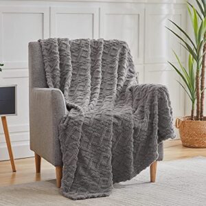 kmuset sherpa fleece throw blanket, 50″x70″, 3d-stylish design, super soft, cozy, lightweight, fluffy, flannel blanket for couch, bed, sofa, all season use, grey