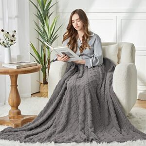 KMUSET Sherpa Fleece Throw Blanket, 50"X70", 3D-Stylish Design, Super Soft, Cozy, Lightweight, Fluffy, Flannel Blanket for Couch, Bed, Sofa, All Season Use, Grey