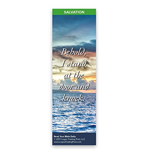 Christian Bookmark with Bible Verse, Pack of 25, Salvation Themed, Behold, I Stand at the Door and Knock, Revelation 3:20