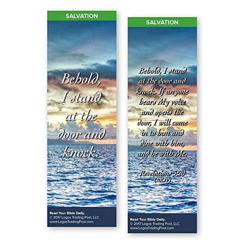 Christian Bookmark with Bible Verse, Pack of 25, Salvation Themed, Behold, I Stand at the Door and Knock, Revelation 3:20