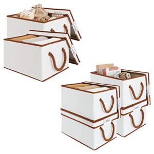loforhoney home bundle- storage bins with lids, beige, large 2-pack & 4-pack