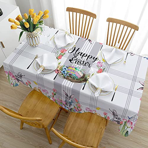 Hexagram Easter Tablecloth, Easter Table Cloth Rectangle 60x84 inch, Indoor or Outdoor Spring Easter Kitchen Table Decorations for Dinner