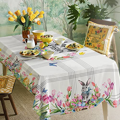 Hexagram Easter Tablecloth, Easter Table Cloth Rectangle 60x84 inch, Indoor or Outdoor Spring Easter Kitchen Table Decorations for Dinner