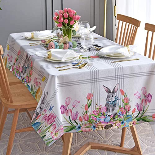 Hexagram Easter Tablecloth, Easter Table Cloth Rectangle 60x84 inch, Indoor or Outdoor Spring Easter Kitchen Table Decorations for Dinner