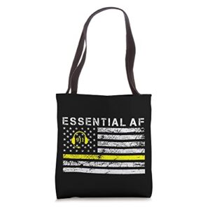 essential af 911 first responder thin gold line dispatcher tote bag
