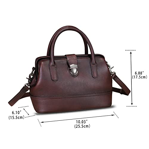 Genuine Leather Satchel Handbag for Women Purse Top Handle Bags Handmade Vintage Crossbody Bag Purses (Coffee)