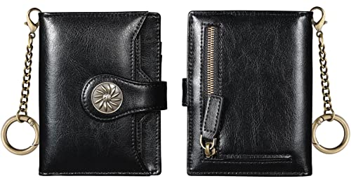 Travelambo Rfid Wallet Women Leather Bifold Compact Small Wallet for Women (Black)