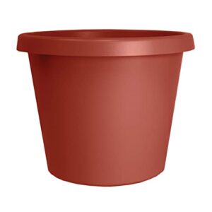 The HC Companies 10 Inch Round Prima Planter - Plastic Plant Pot with Rolled Rim for Indoor Outdoor Plants Flowers Herbs, Clay