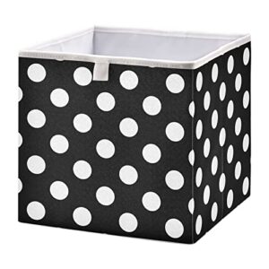 kigai polka dot black and white cube storage bins – 11x11x11 in large foldable cubes organizer storage basket for home office, nursery, shelf, closet