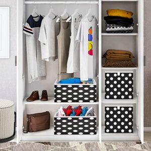 Kigai Polka Dot Black and White Cube Storage Bins - 11x11x11 in Large Foldable Cubes Organizer Storage Basket for Home Office, Nursery, Shelf, Closet