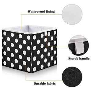 Kigai Polka Dot Black and White Cube Storage Bins - 11x11x11 in Large Foldable Cubes Organizer Storage Basket for Home Office, Nursery, Shelf, Closet