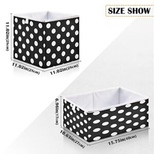 Kigai Polka Dot Black and White Cube Storage Bins - 11x11x11 in Large Foldable Cubes Organizer Storage Basket for Home Office, Nursery, Shelf, Closet