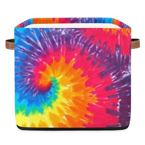 storage cube bins abstract art swirl tie dye large collapsible storage basket with handle decorative storage boxes for toys organizer closet shelf nursery kid bedroom,13x13x13