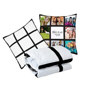 lyfles sublimation blanks blanket 40″ x 60″ with 20 panel and 2pcs blank pillow cases 16″ x 16″ with 9 printable panels