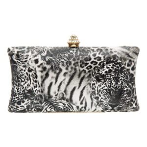 tiger face box clutch,grey