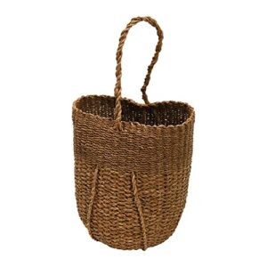 creative co-op hand-woven bankuan bucket w/handle, natural basket, 13″ l x 13″ w x 17″ h