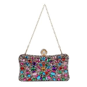 sukutu women rhinestone evening bag multicolored dazzling crystal clutch bag party bridal wedding cocktail handbag