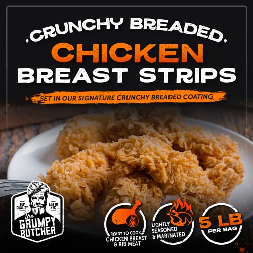 Grumpy Butcher Breaded Chicken Breast Tenderloins (Pack of 2, each 5 lb) | Fully Cooked Natural Chicken Tenders | Frozen Chicken Breasts Nuggets | Premium Poultry Breed w/ No Antibiotics & Hormones