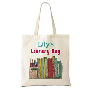 hyturtle personalized library bag canvas tote bags, working shopping gifts for women girl reading lover librarian on birthday