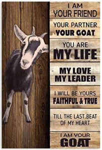 qweqweq goat metal tin sign i am your friend partner funny poster cafe restaurant kitchen living room bathroom home art wall decoration plaque 8inch x 12inch